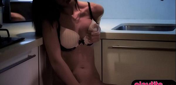  She loves to masturbate in the kitchen when BF is away